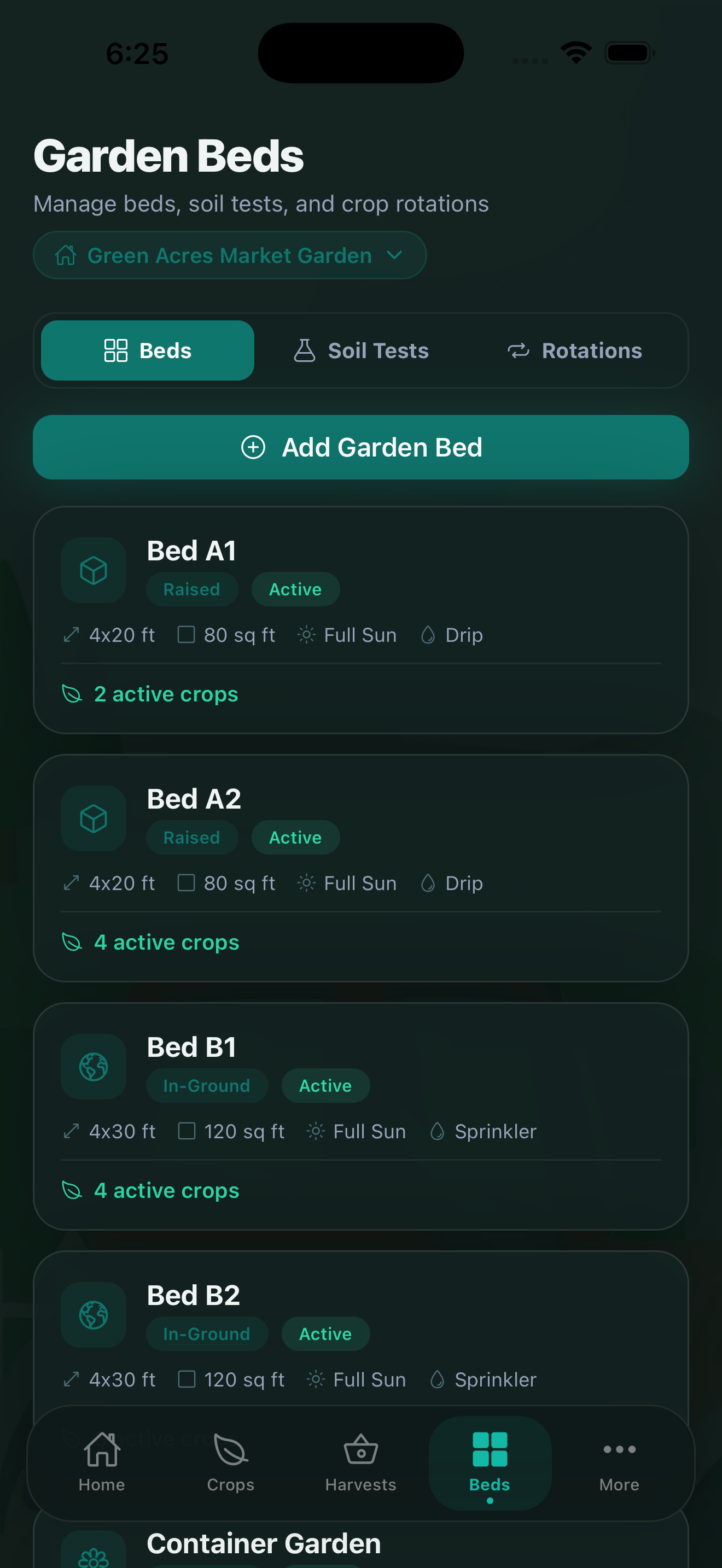 CropsBook Garden Beds screen